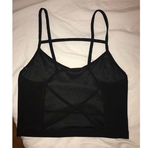 Black Crop Tank Top with Criss Cross Back - Small